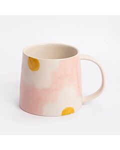 Caroline Gardner Pink/Mustard Flower Large Ceramic Mug